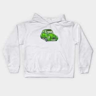 Classic Citroën Deux Chevaux 2CV Loose Sketch - Green Kids Hoodie